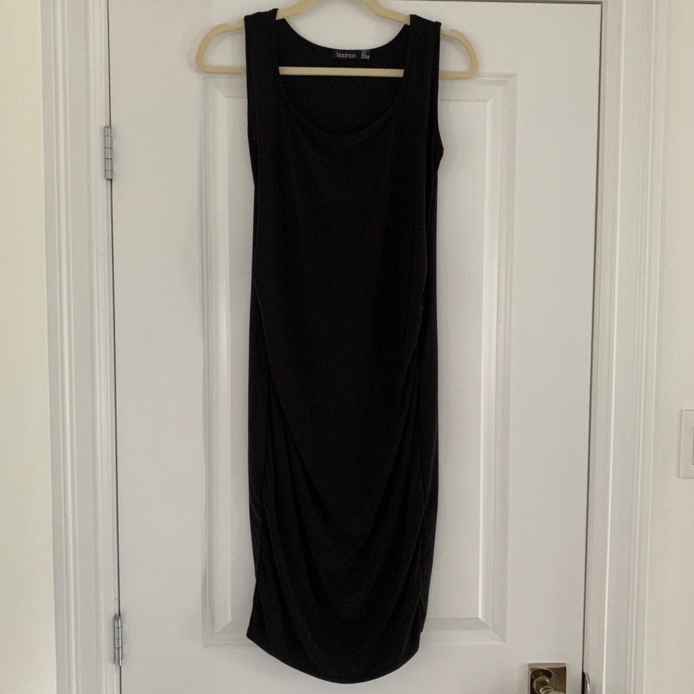 Boohoo maternity pregnancy bodycon tank dress black size 8